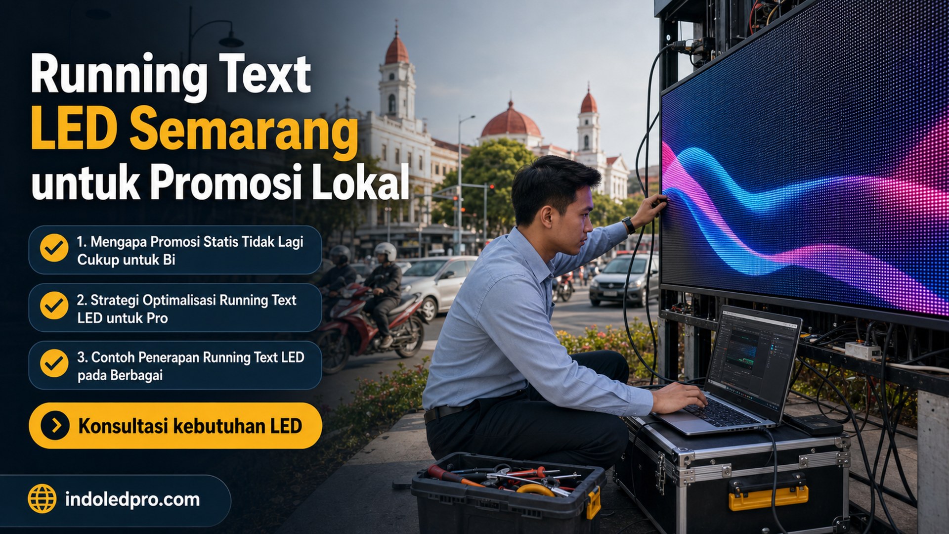 sewa videotron Semarang - Running Text LED Semarang untuk Promosi Lokal