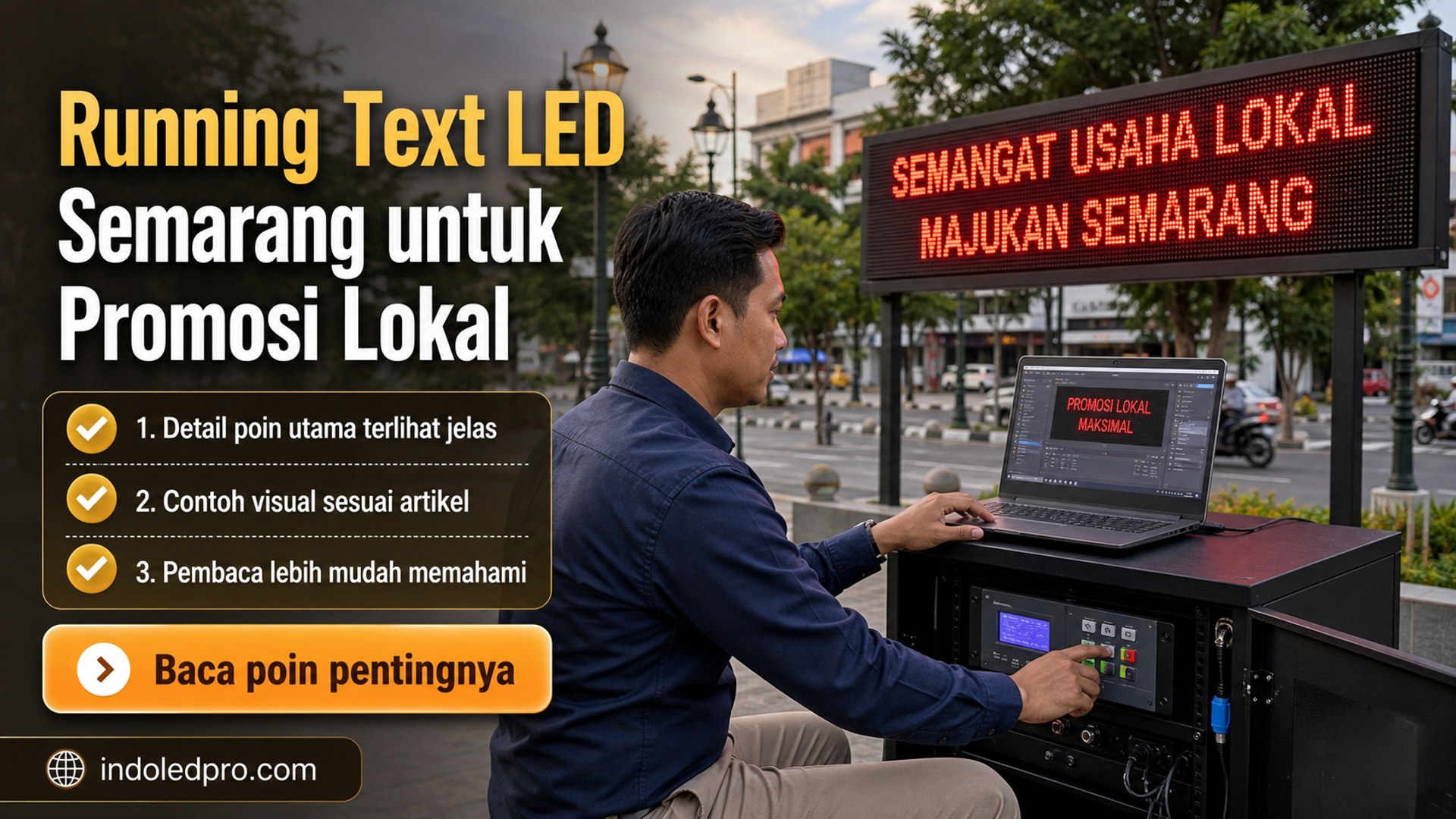 Ilustrasi sewa videotron Semarang - Running Text LED Semarang untuk Promosi Lokal