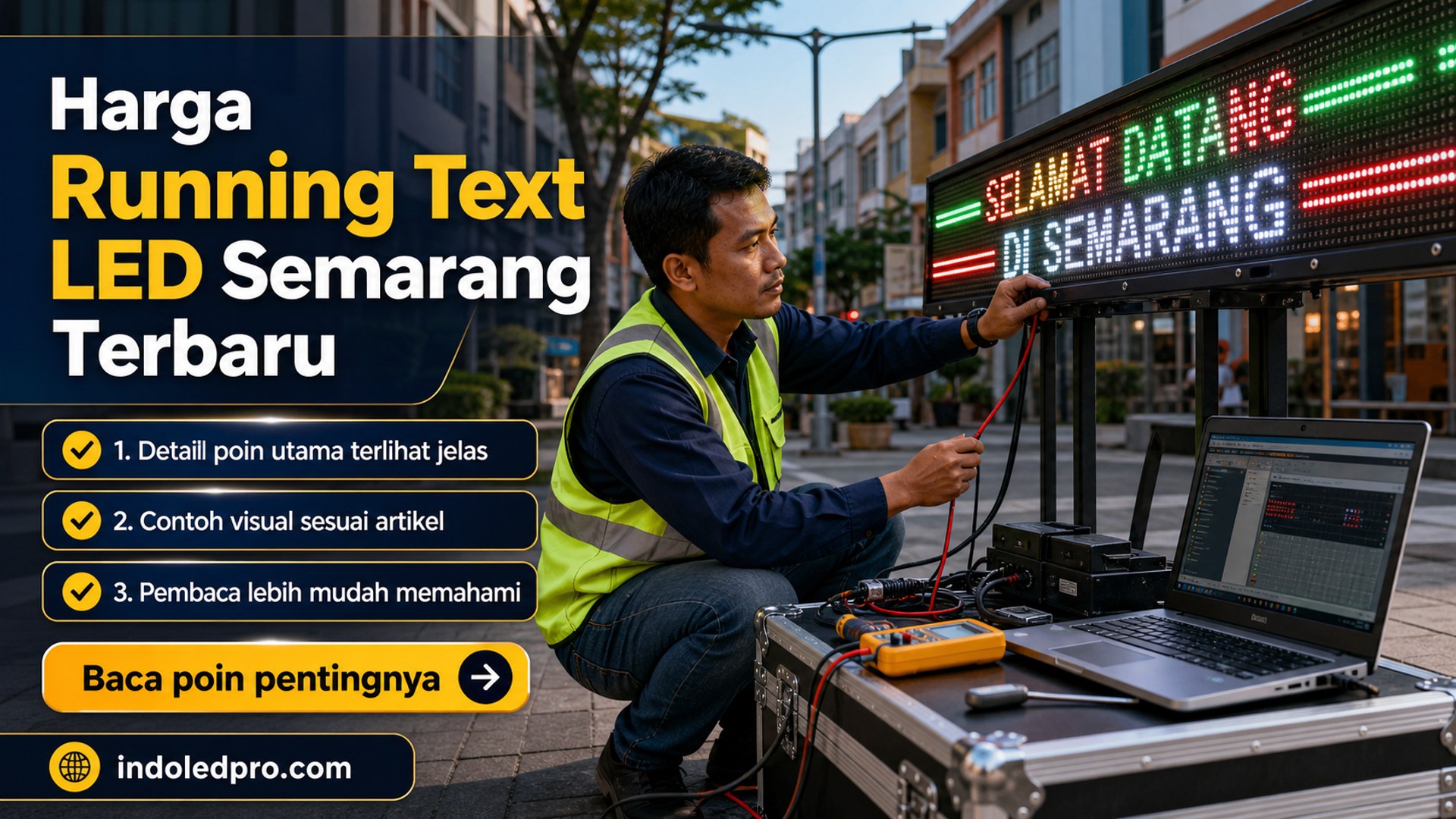 Ilustrasi sewa videotron Semarang - Harga Running Text LED Semarang Terbaru