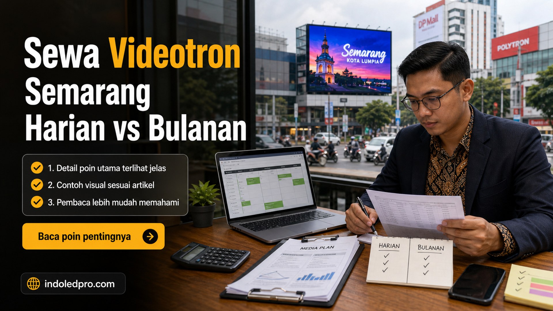 Ilustrasi Sewa Videotron Semarang Harian vs Bulanan