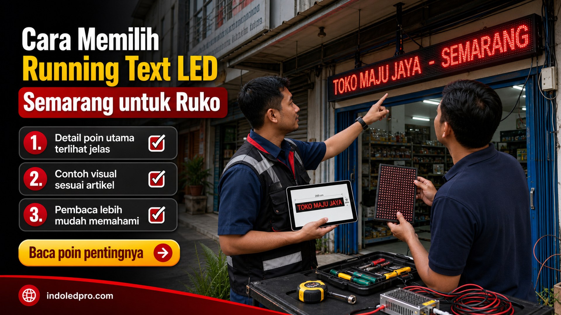 Ilustrasi sewa videotron Semarang - Cara Memilih Running Text LED Semarang untuk Ruko