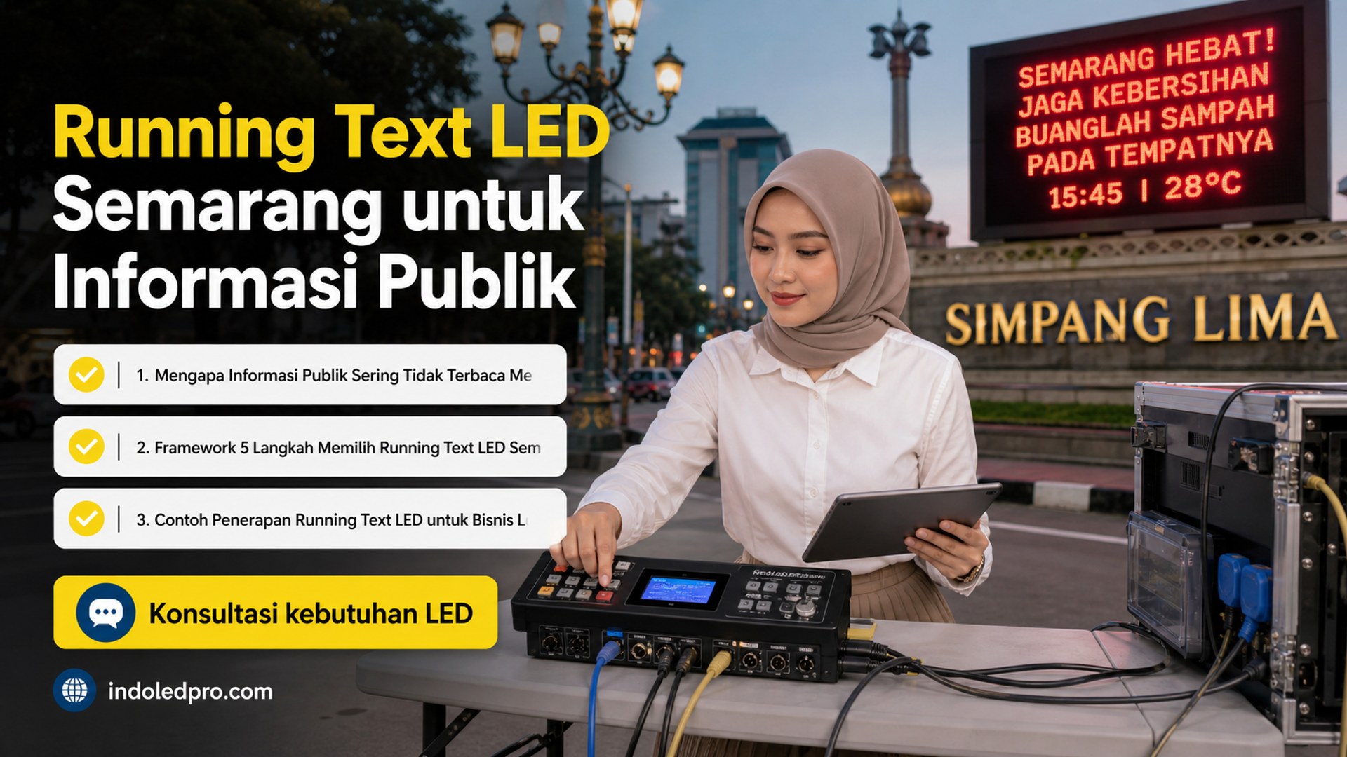 sewa videotron Semarang - Running Text LED Semarang untuk Informasi Publik