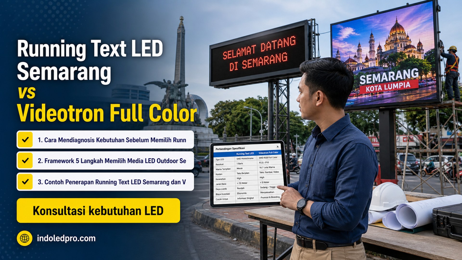 sewa videotron Semarang - Running Text LED Semarang vs Videotron Full Color