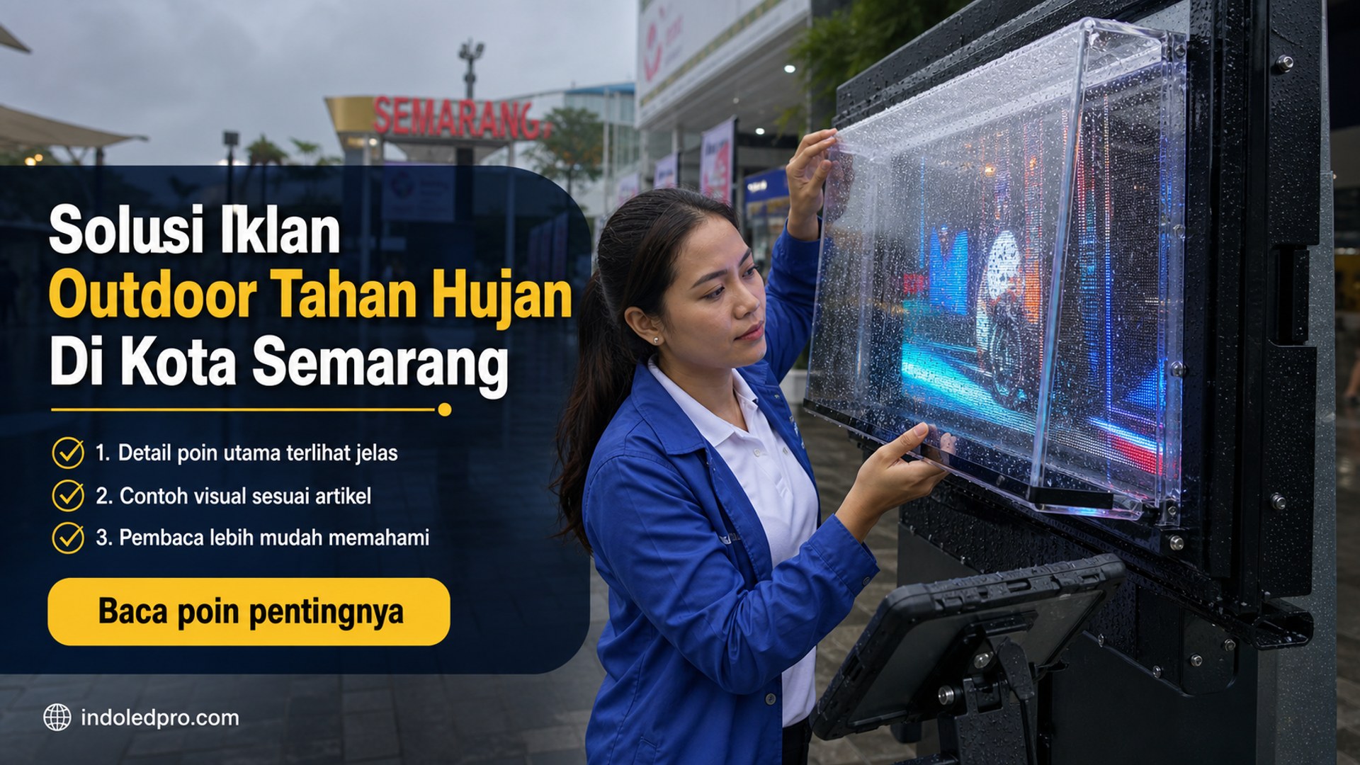 Ilustrasi sewa videotron Semarang - Solusi Iklan Outdoor Tahan Hujan Di Kota Semarang