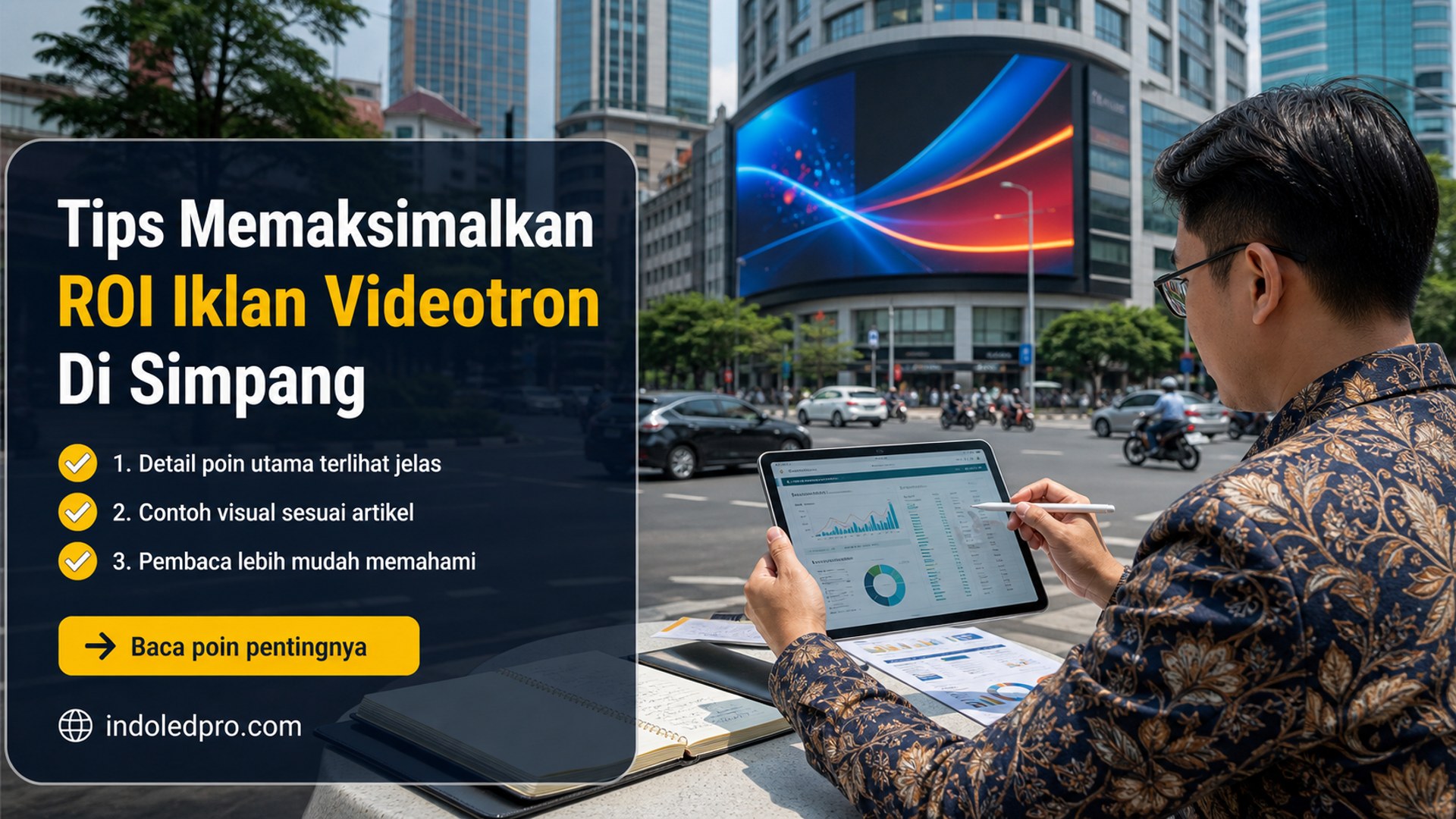Ilustrasi sewa videotron Semarang - Tips Memaksimalkan ROI Iklan Videotron Di Simpang
