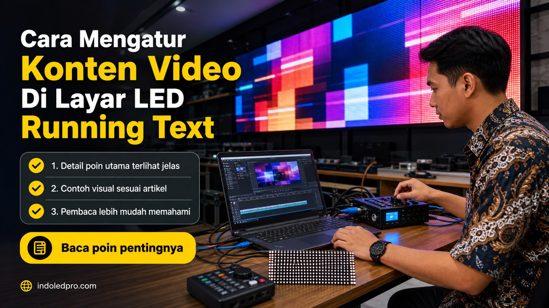 Ilustrasi sewa videotron Semarang - Cara Mengatur Konten Video Di Layar LED Running Text