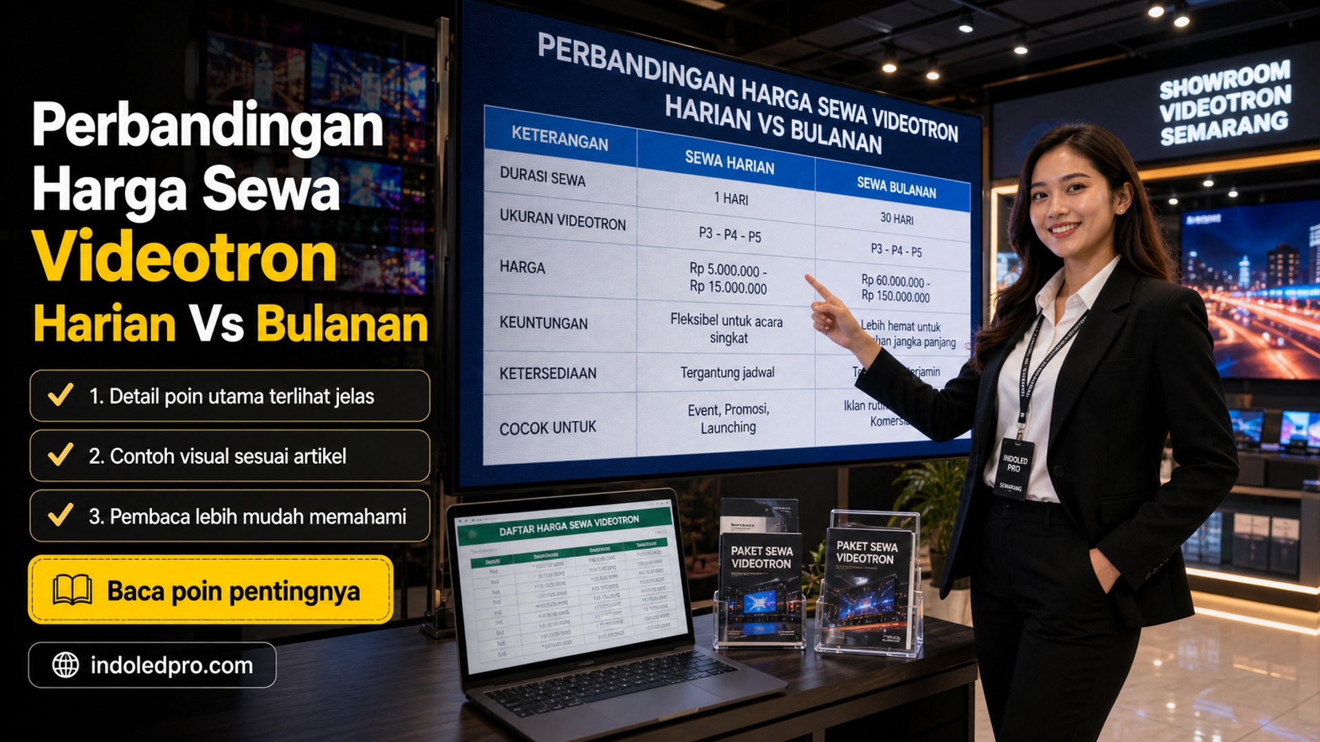 Ilustrasi sewa videotron Semarang - Perbandingan Harga Sewa Videotron Harian Vs Bulanan