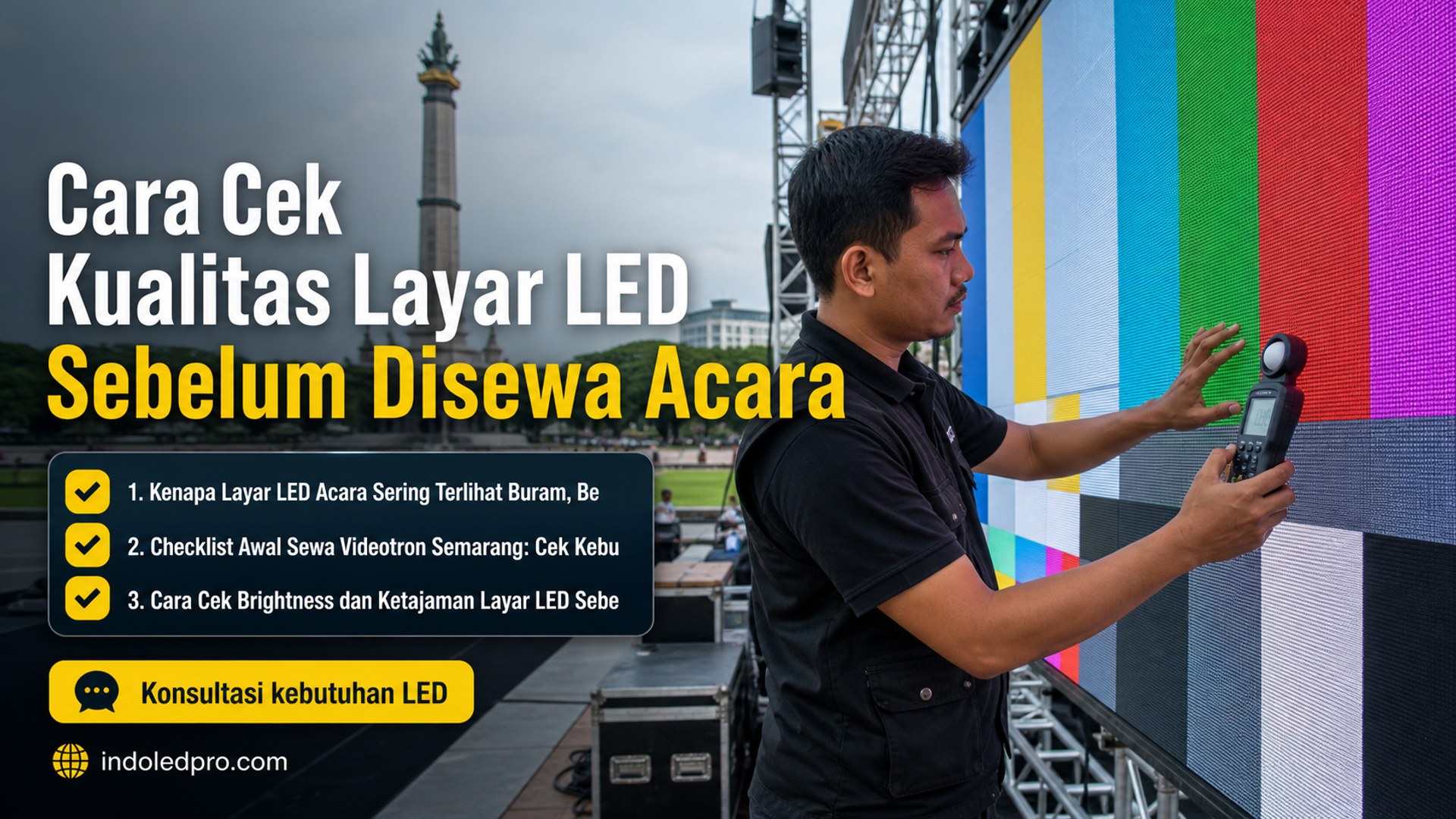 sewa videotron Semarang - Cara Cek Kualitas Layar LED Sebelum Disewa Acara