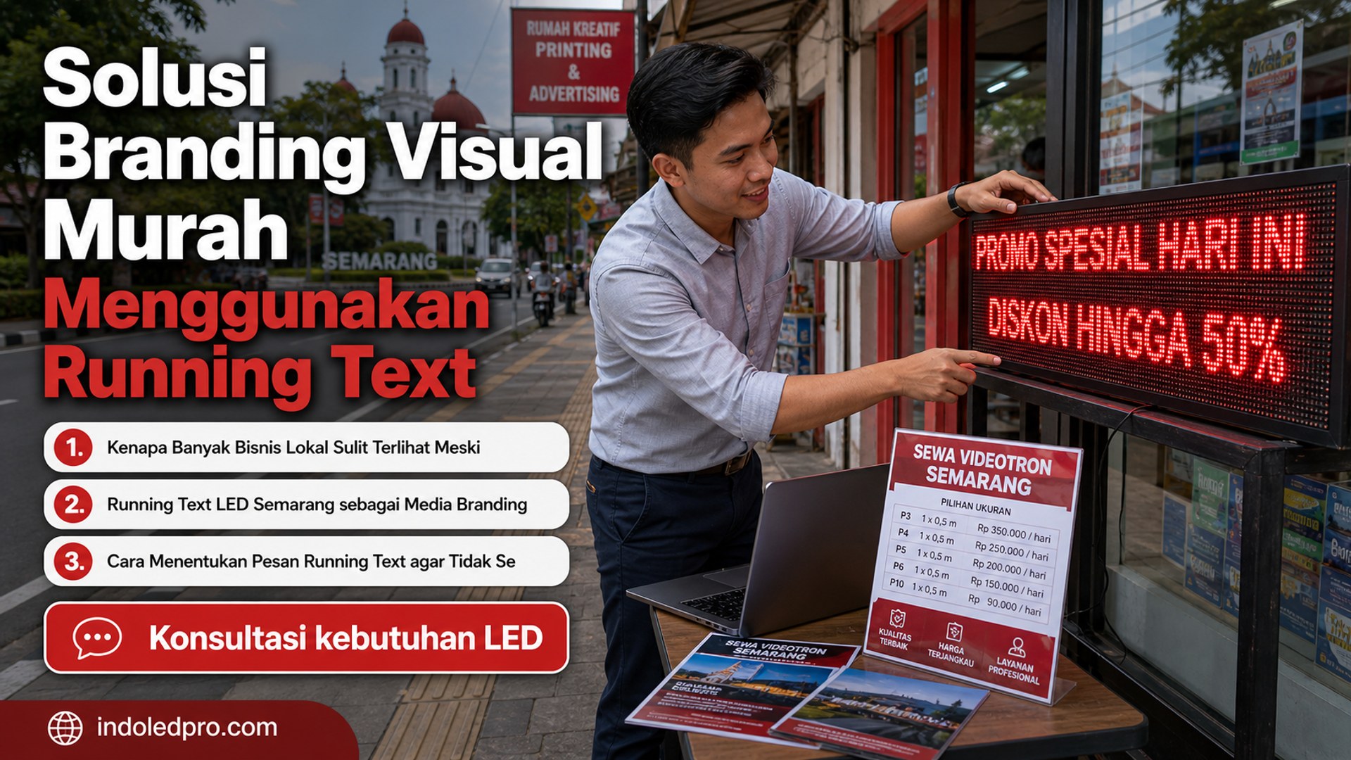 sewa videotron Semarang - Solusi Branding Visual Murah Menggunakan Running Text