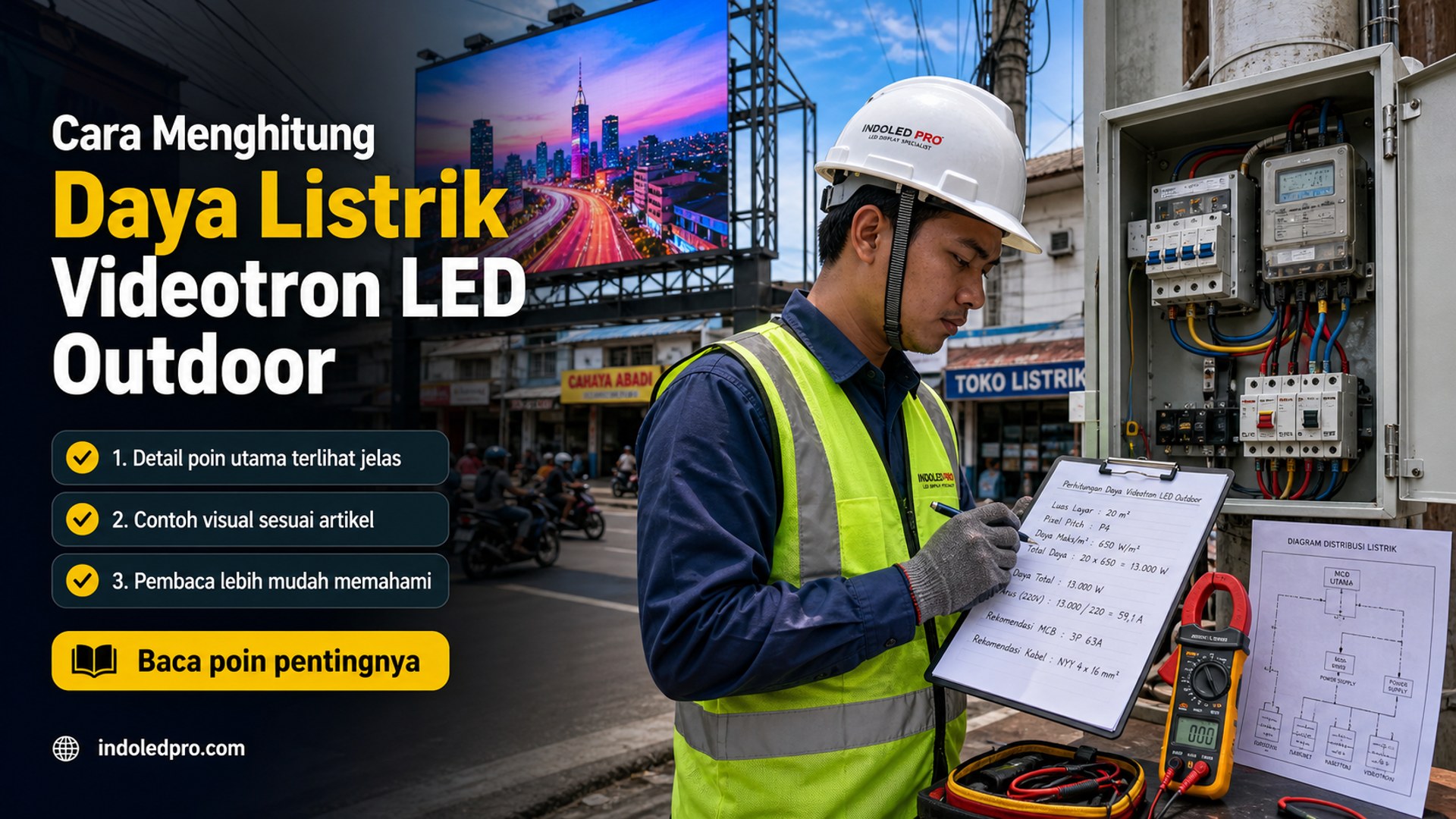 Ilustrasi sewa videotron Semarang - Cara Menghitung Daya Listrik Videotron LED Outdoor
