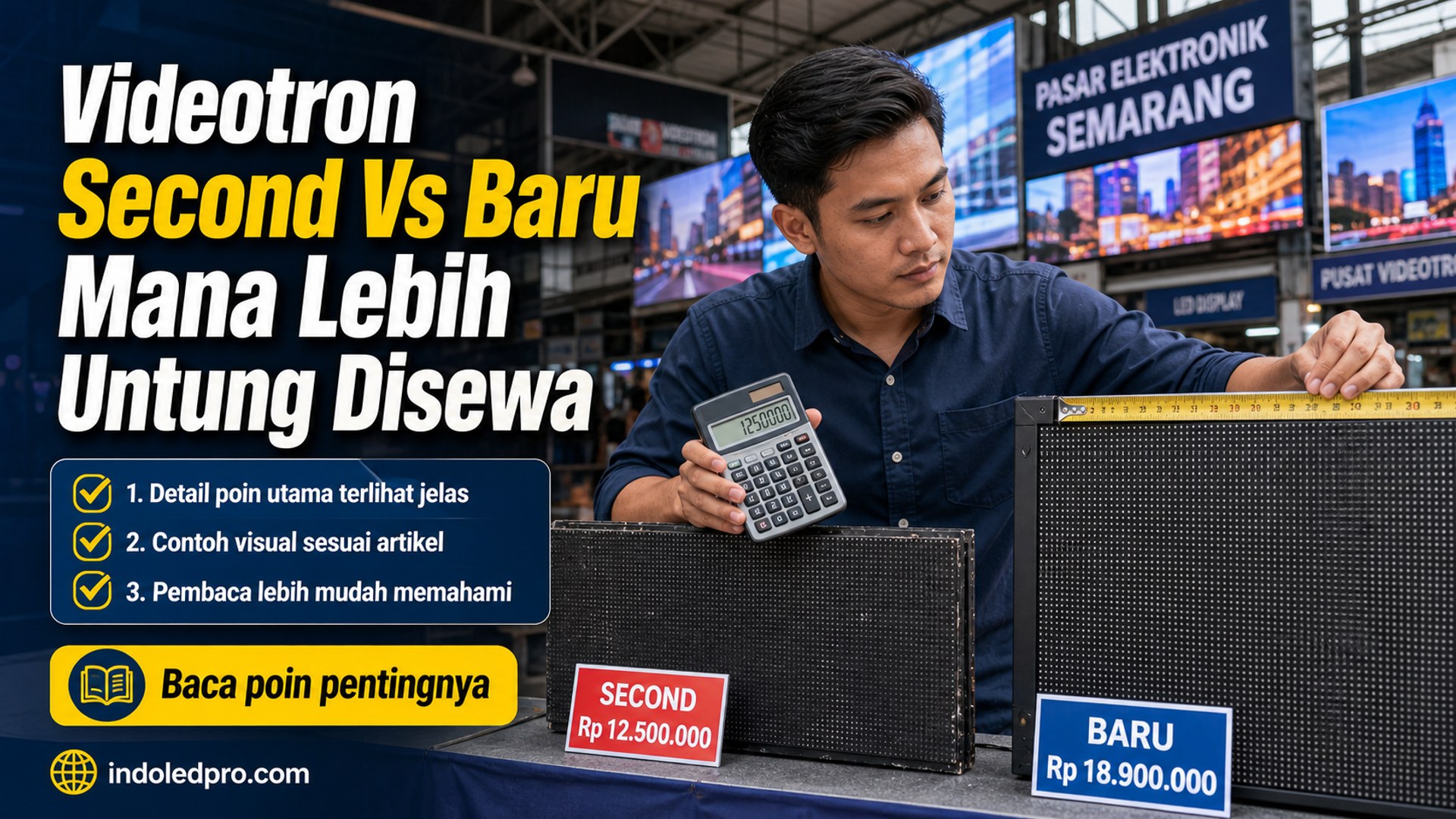 Ilustrasi sewa videotron Semarang - Videotron Second Vs Baru Mana Lebih Untung Disewa