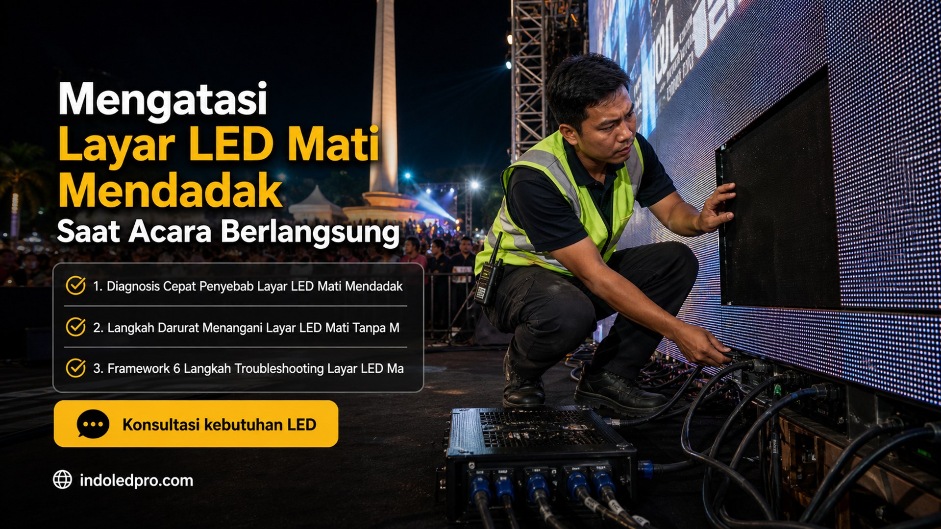sewa videotron Semarang - Mengatasi Layar LED Mati Mendadak Saat Acara Berlangsung