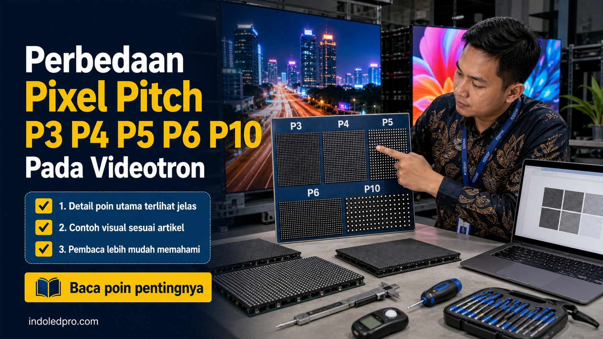 Ilustrasi sewa videotron Semarang - Perbedaan Pixel Pitch P3 P4 P5 P6 P10 Pada Videotron