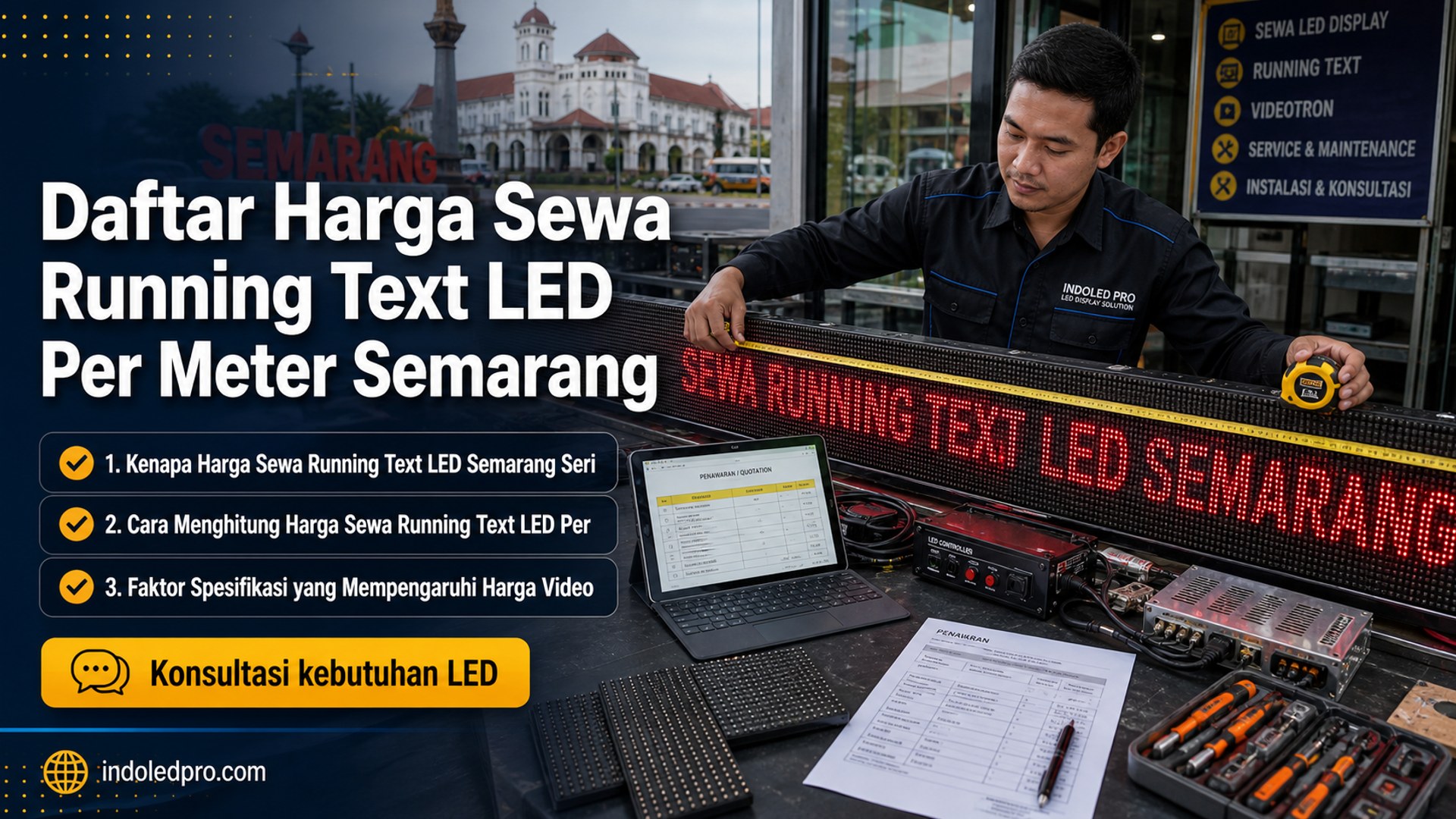 sewa videotron Semarang - Daftar Harga Sewa Running Text LED Per Meter Semarang