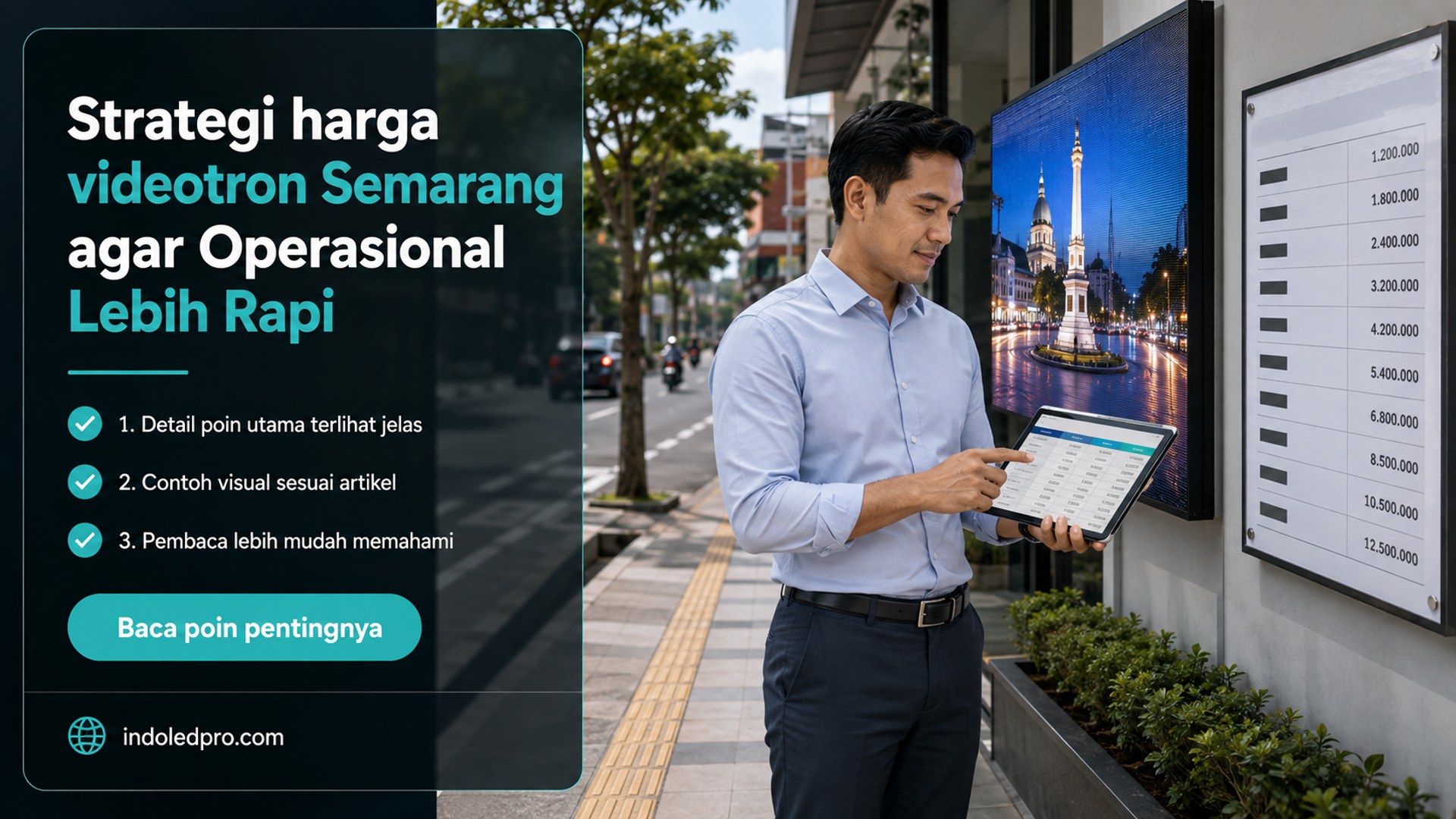 Ilustrasi sewa videotron Semarang - Strategi harga videotron Semarang agar Operasional Lebih Rapi