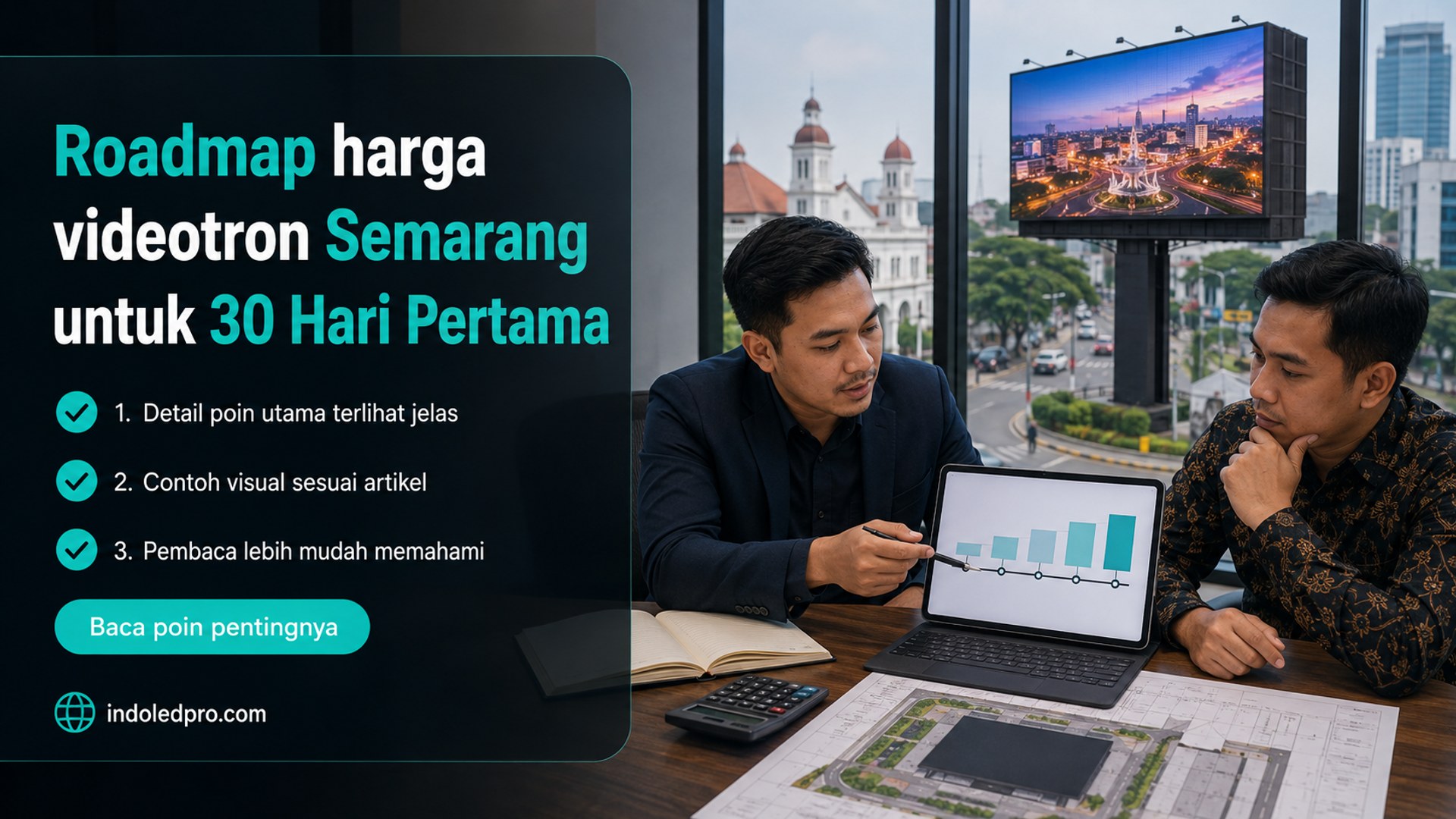 Ilustrasi sewa videotron Semarang - Roadmap harga videotron Semarang untuk 30 Hari Pertama