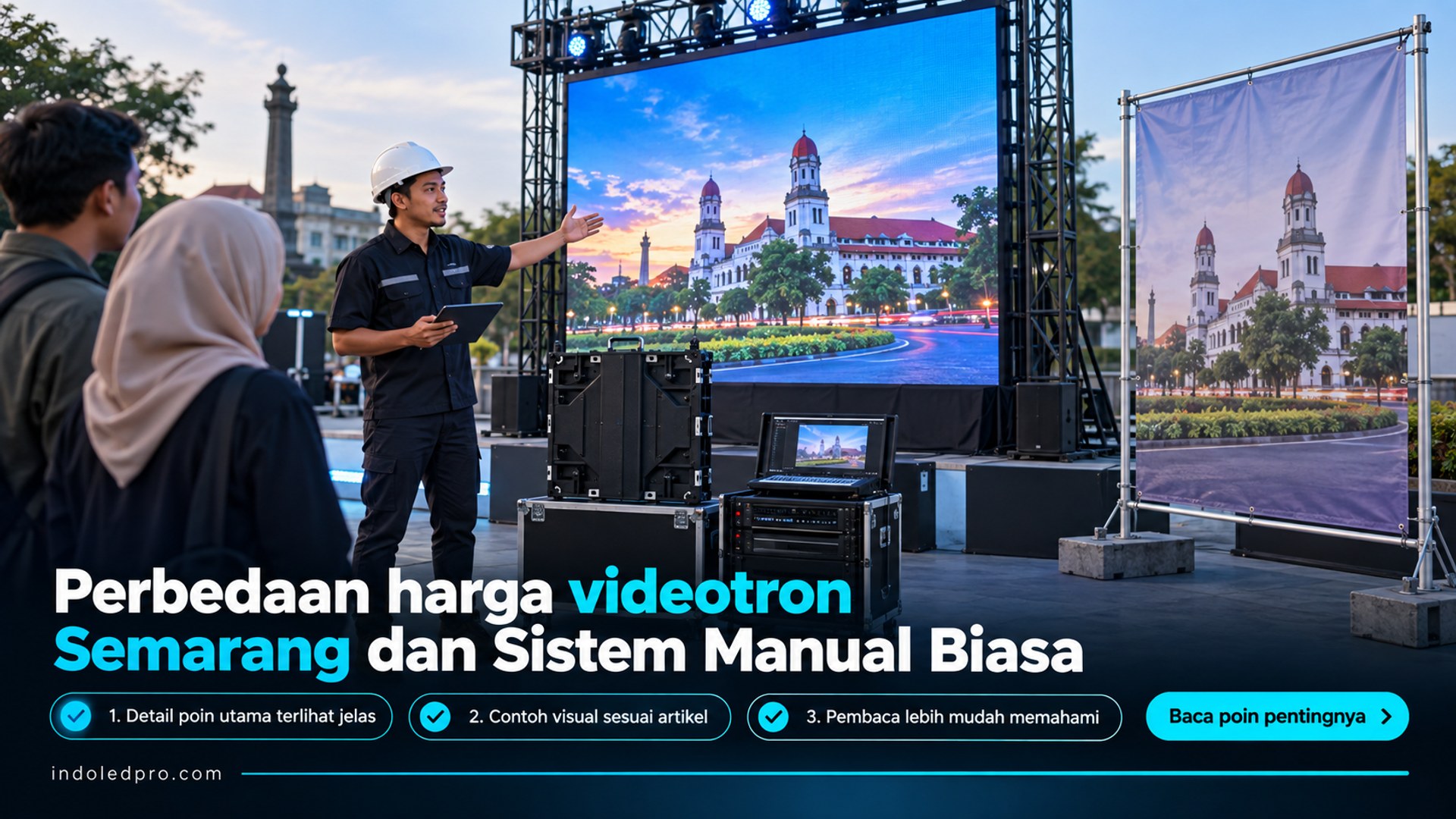 Ilustrasi sewa videotron Semarang - Perbedaan harga videotron Semarang dan Sistem Manual Biasa