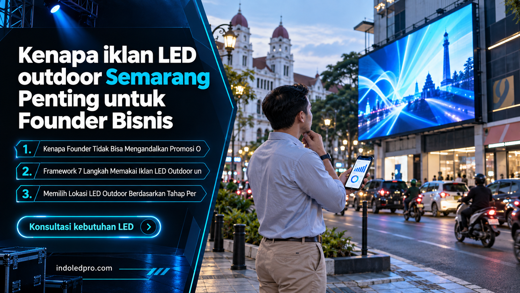 sewa videotron Semarang - Kenapa iklan LED outdoor Semarang Penting untuk Founder Bisnis
