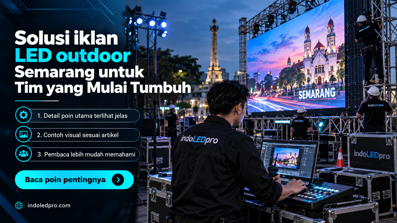 Ilustrasi sewa videotron Semarang - Solusi iklan LED outdoor Semarang untuk Tim yang Mulai Tumbuh
