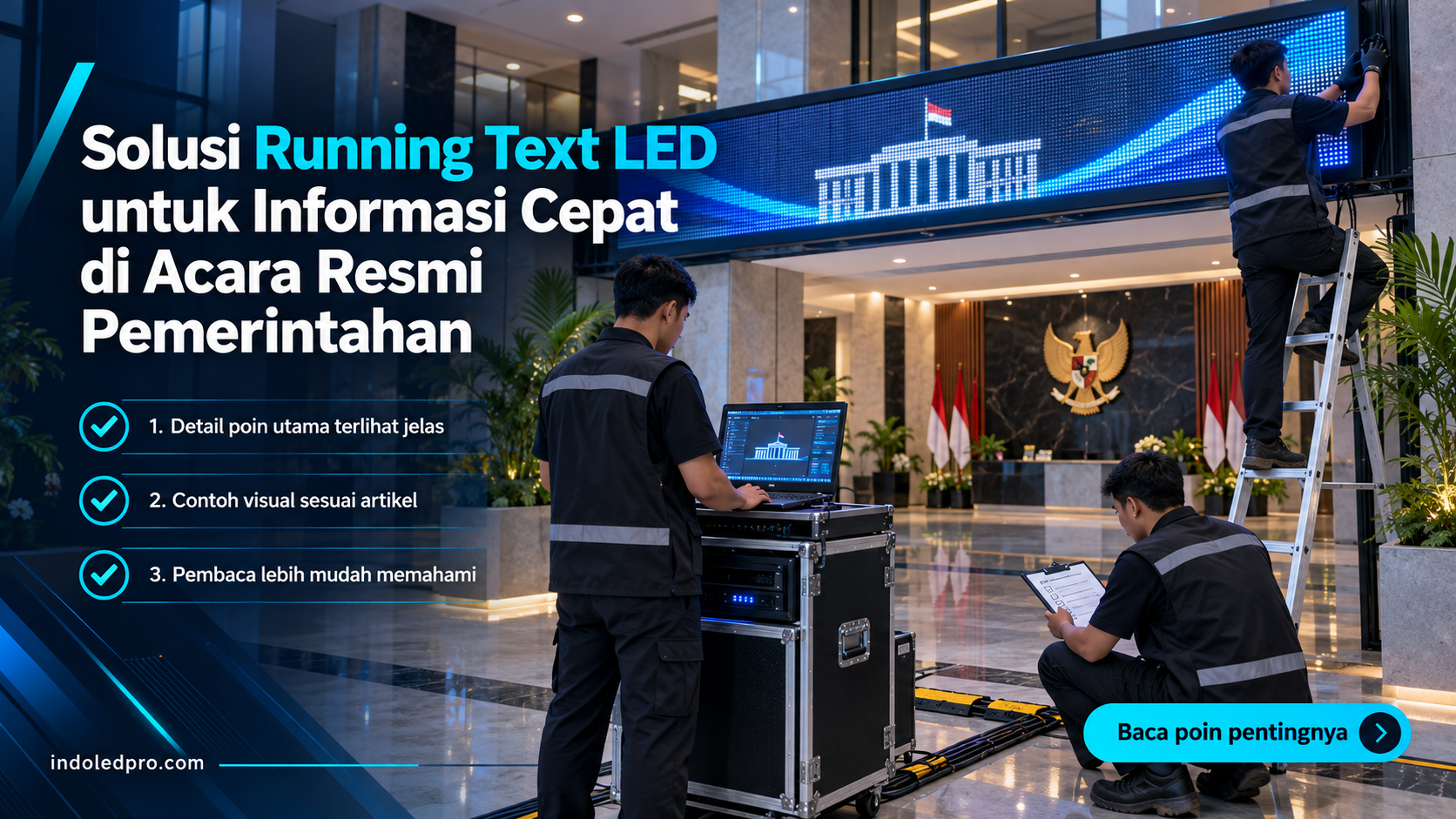 Ilustrasi sewa videotron Semarang - Solusi Running Text LED untuk Informasi Cepat di Acara Resmi Pemerintahan