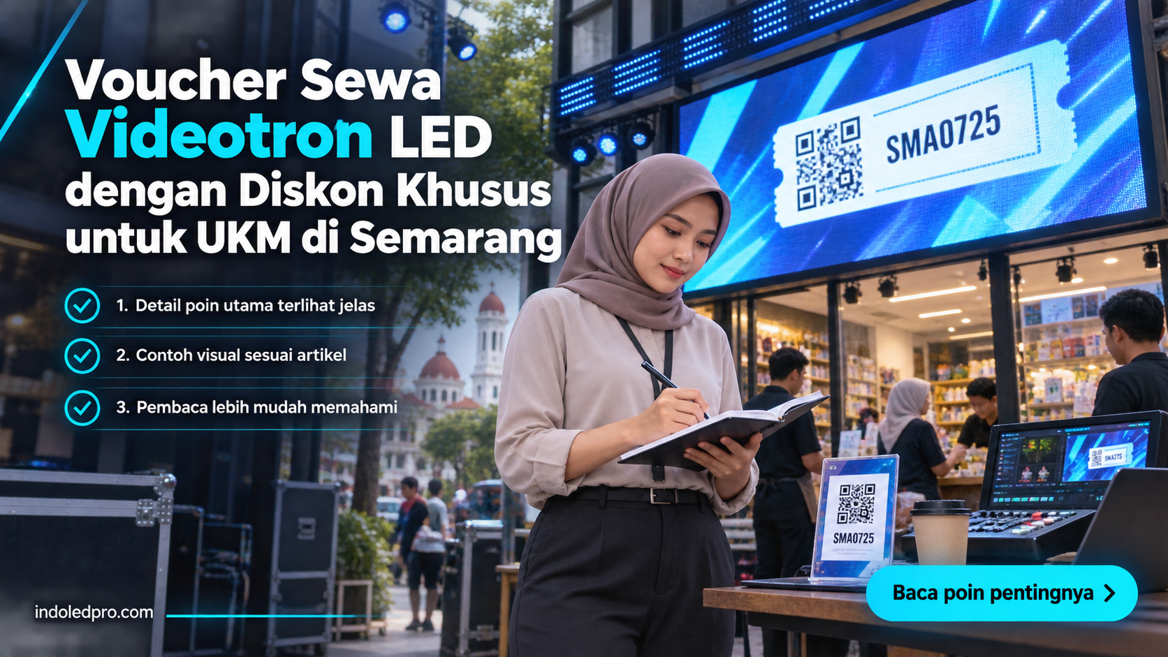 Ilustrasi sewa videotron Semarang - Voucher Sewa Videotron LED dengan Diskon Khusus untuk UKM di Semarang