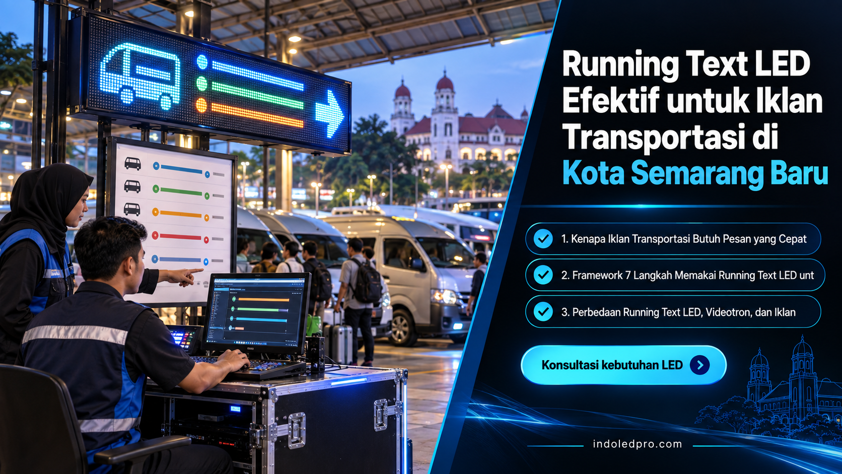 sewa videotron Semarang - Running Text LED Efektif untuk Iklan Transportasi di Kota Semarang Baru