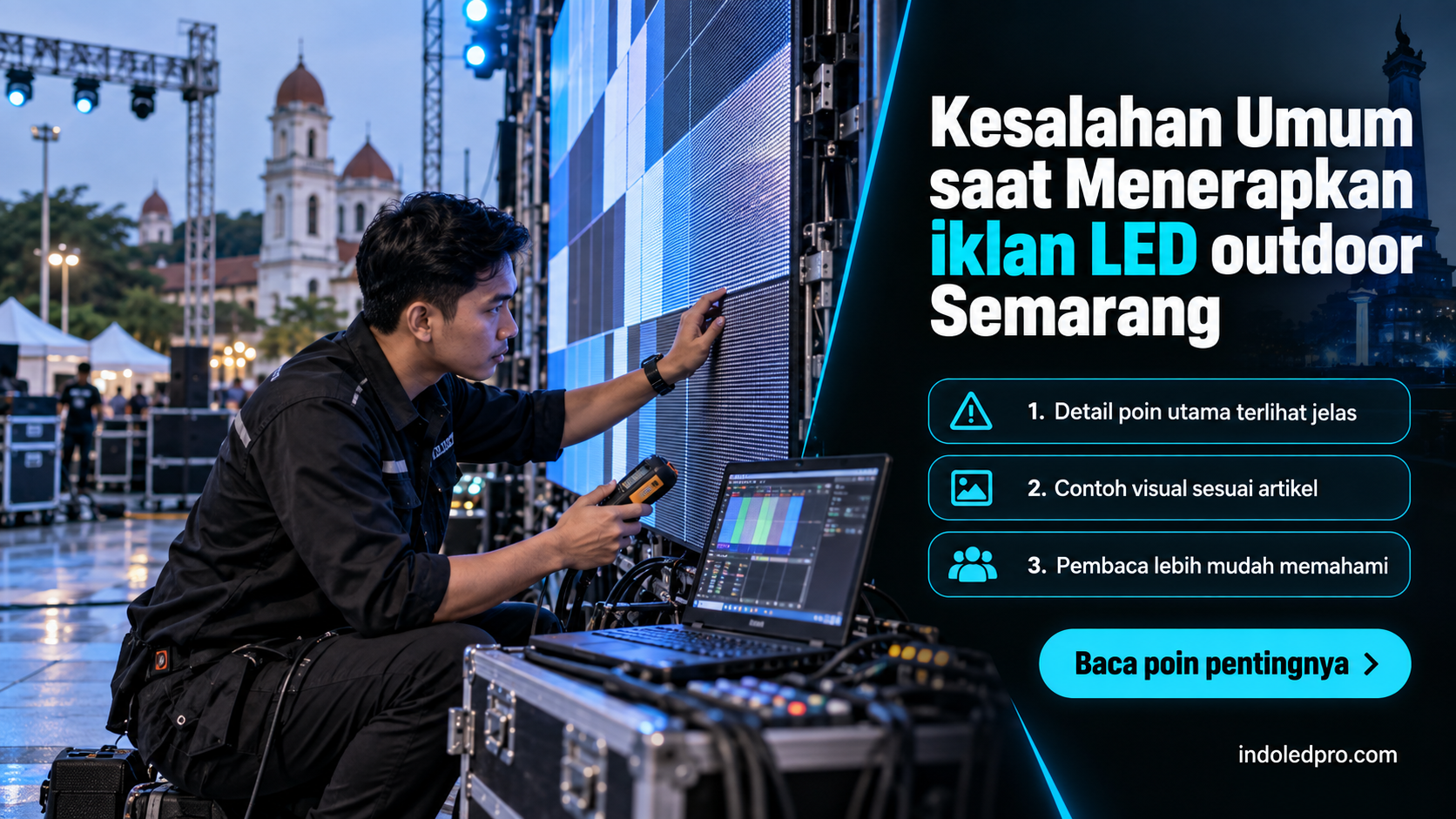 Ilustrasi sewa videotron Semarang - Kesalahan Umum saat Menerapkan iklan LED outdoor Semarang
