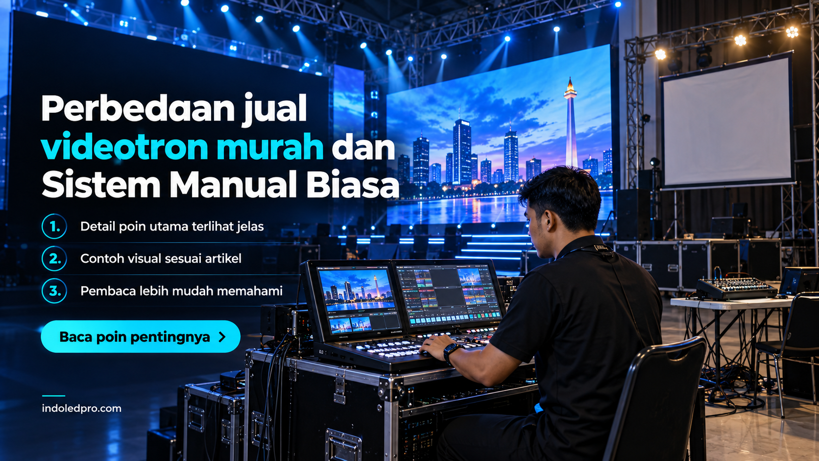 Ilustrasi sewa videotron Semarang - Perbedaan jual videotron murah dan Sistem Manual Biasa