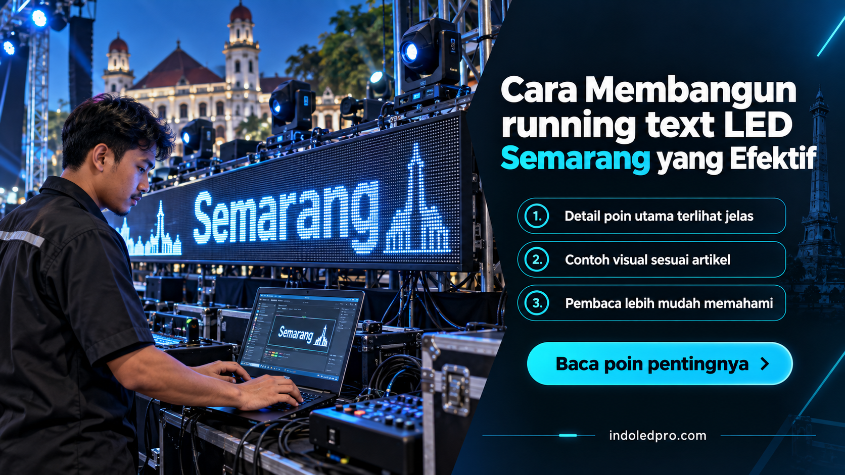 Ilustrasi sewa videotron Semarang - Cara Membangun running text LED Semarang yang Efektif