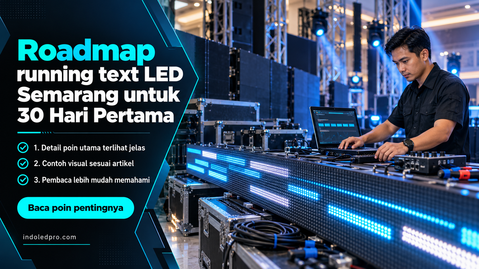 Ilustrasi sewa videotron Semarang - Roadmap running text LED Semarang untuk 30 Hari Pertama