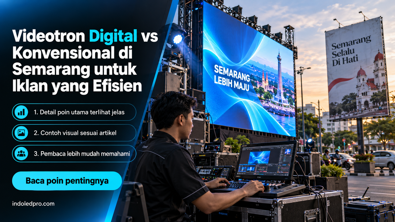 Ilustrasi sewa videotron Semarang - Videotron Digital vs Konvensional di Semarang untuk Iklan yang Efisien